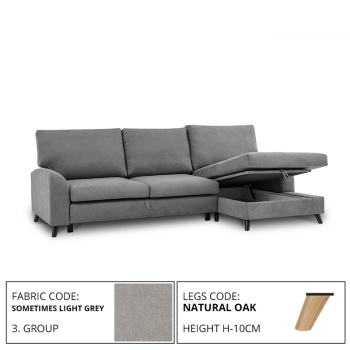 Sofa MERLIN SLEEPING (Right corner, extendable) (SOMETIMES 3/1 LIGHT GREY)